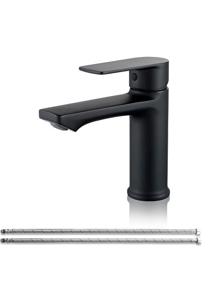 BBELZ Baterie de lavoar rotundă neagră, înălțime 151 mm