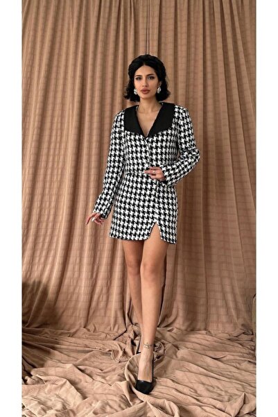 ELBEE Black Double Button Jacket and Mini Skirt Set