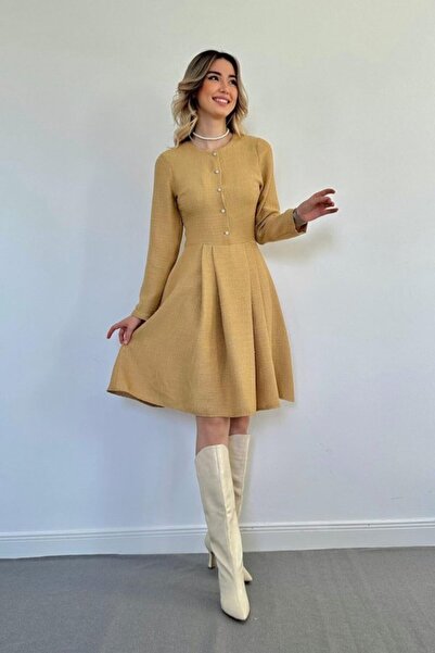 Elbee Fashion Woman Mink Short Classic Dress