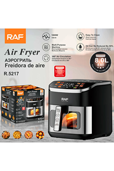 raf Electric Large-Capacity Air Fryer 8L, Black / Silver, R.5217, 3 Years