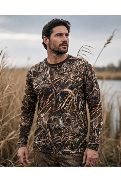 remonz Hunting 3 Threaded Rope Inside Saz Pattern Crew Neck Camouflage Winter...