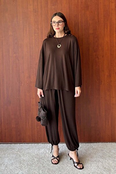 Ceylan Otantik Bitter Brown Ring Viscose Shalwar Trousers