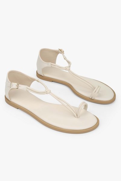 Shoeberry Women's Lavin Ecru Skin Sandals