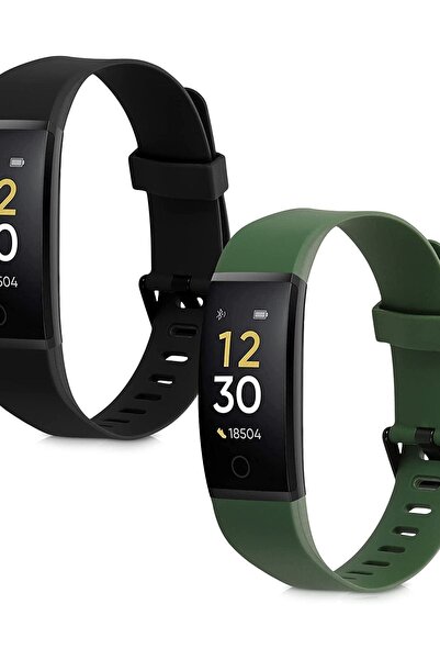 KWmobile KW Λουράκι Σιλικόνης Realme Band 1 - 2 Τεμάχια - Black / Dark Green