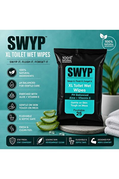 Bella SWYP XL Flushable Toilet Wipes – Aloe Vera & Vitamin E | pH Balanced | ...
