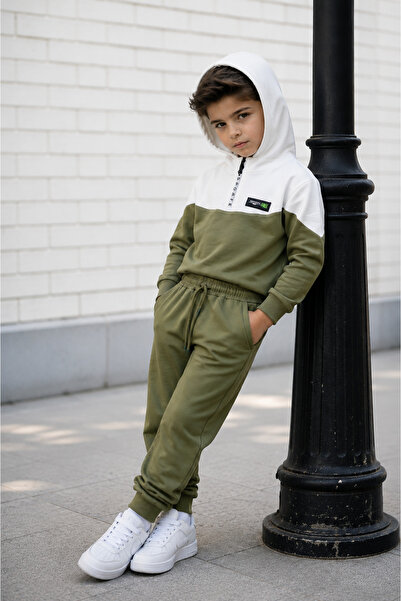 zepkids Boy's Hooded Tracksuit Set Bottom and Top Set