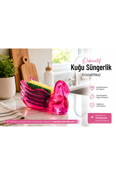 LUCES DESİGN Decorative Swan Sponge Holder Crystal (Mica) – Colorful Kitchen ...