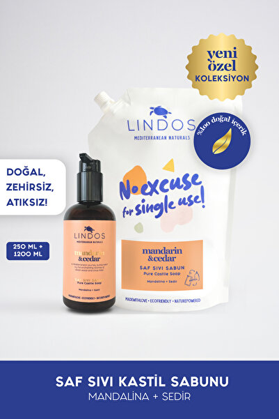 Lindos Saf Sıvı Kastil Sabunu - Mandarin & Cedar REFILL Set