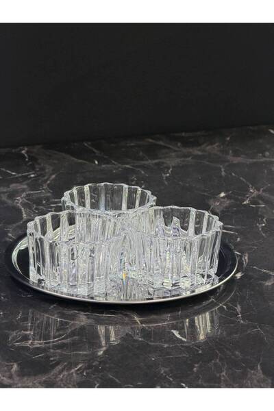isra kristal Crystal Silver Nevia Glass Bowl Set – Decorative Snack, Nut, and...