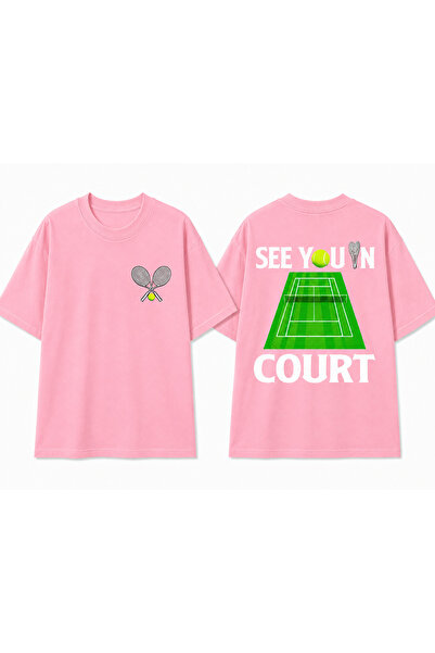 VODEXA Unisex Oversize Tennis Printed T-Shirt 100% Cotton Tennis Themed Comfo...