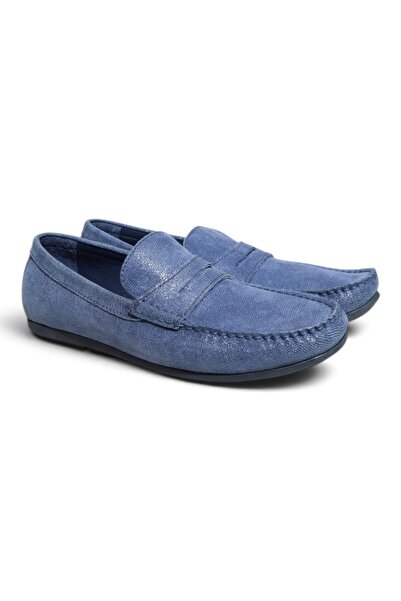 FRANCO CALVANI Blue Coco Suede Blue Color Laceless Genuine Leather Men's Shoes