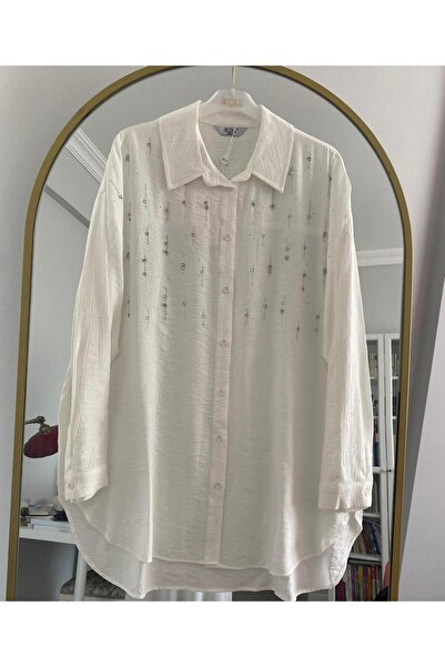 Puane RSTM Butik taşlı standart beden dökümlü yazlık gömlek