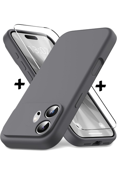 m.tk moveteck Honor 600 Uyumlu Kılıf Kamera Korumalı Yumuşak Renkli Mat Silikon + 9H Ekran Koruyucu Cam 2in1 Set