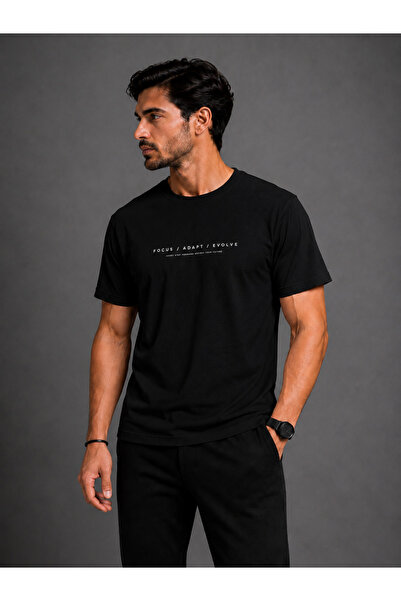 Focus Adapt Evolve Baskılı Beyaz Erkek T-Shirt