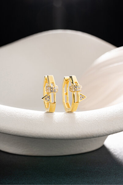 Silvano Jewelry 925 Ayar Gümüş Altın Kaplama Pırıltı Model Klasik Küpe