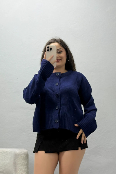 BELENDİR Women's Buttoned Knitwear Cardigan Navy Blue