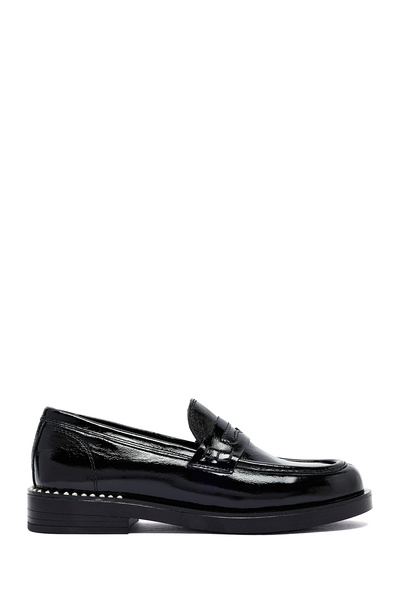 Derimod Women's Black Patent Leather Masculine Loafer Af45000412