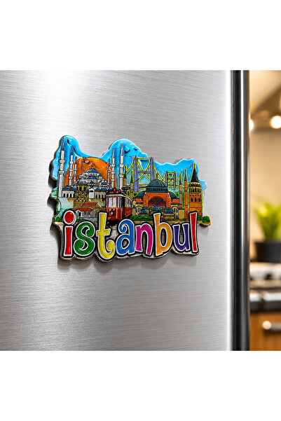 kt kuzey tacı Galata, Ayasofya ve Boğaz Köprüsü Motifli Metal Magnet Dekorati...
