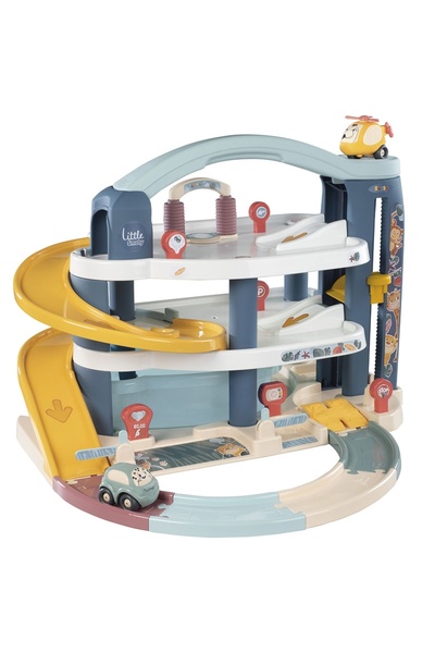 Smoby Pista de masini Big Garage cu masinuta si elicopter
