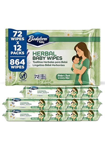 Generic Brand Bodyform Baby Herbal Baby Wipes, 12 Pack of 72 Count (864 Wipes...