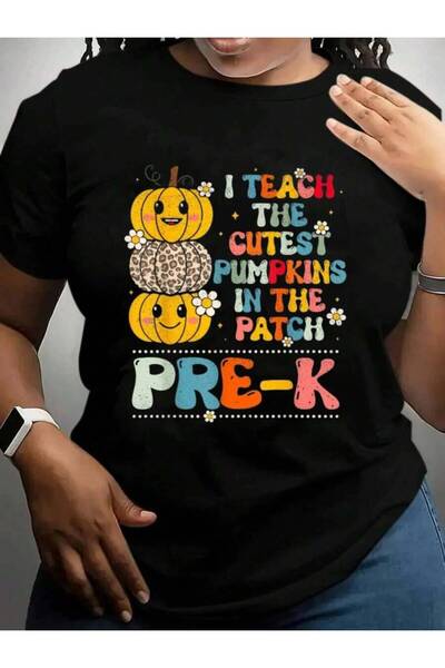 26LIK تي شيرت I Teach The Cutest Pumpkins Pre-K Teacher Groovy Halloween بالل...