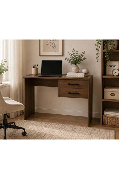 N.zone Modern Wooden Study Writing Desk with Two Side Storage Drawers - Small...