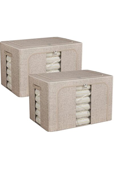Generic U-HOOME 2pcs Clothes Storage Bins with Metal Frame&Lid,Foldable Close...