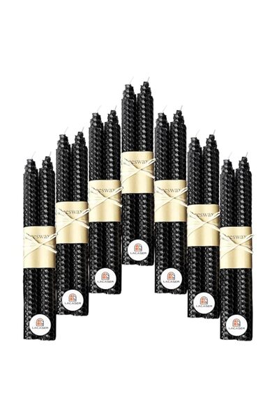 Generic Brand Lacaser Natural Beeswax Dark Black Taper Candle 7 Pairs Bulk Se...
