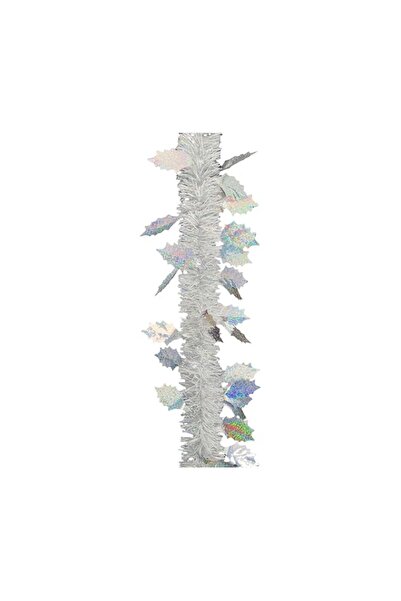 Generic Brand 6cm x 200cm White & Silver Leaf Tinsel Garland – Frosty Botanic...