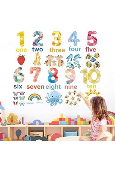 Generic Brand ARS® Numbers & Animals Wall Decals, ABC Alphabet Pattern Sticke...