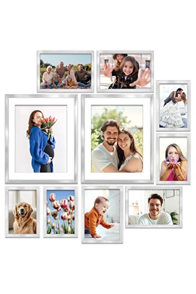 Generic Brand Icona Bay Combo-Sizes Silver Picture Frames Set - 10 PC (Four 4...