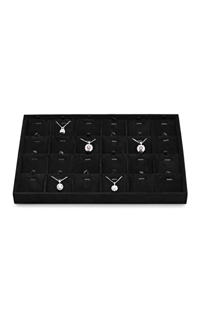 Generic Brand 24-Slot Necklace Tray - Black Microfiber Jewelry Organizer 35x2...