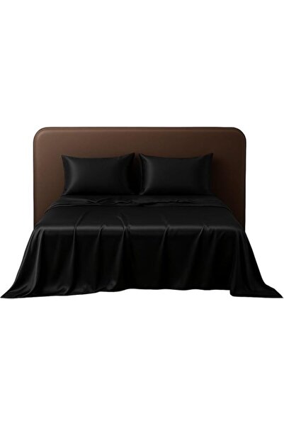Generic Luxury Satin Silk Bedding Set Black – King & Queen Size Bed Sheet wit...