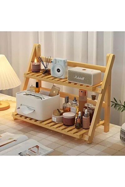 Generic Cozy Nest 2 Tier Bamboo Decorative Desktop Organizer, Stylish Wooden ...