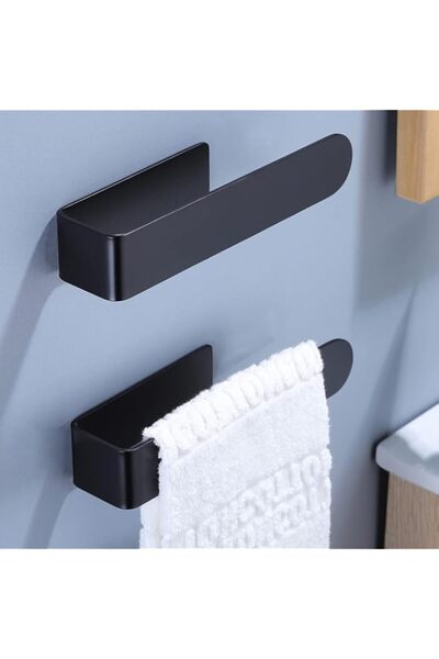 Generic 2 PCS Hand Towel Bar Bathroom Towel Holder Black Single Towel Rack Se...