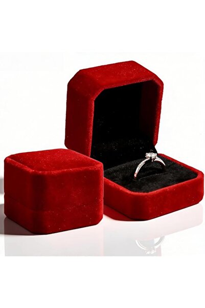 Generic Velvet Ring Box, Claret Red Single Slot Jewelry Gift Box with Lid for...
