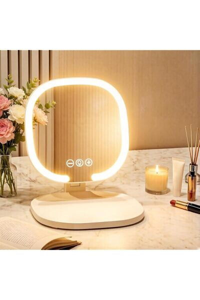 Generic LED Makeup Mirror 3 Color Lighting Touch Control Rechargeable Vanity ...