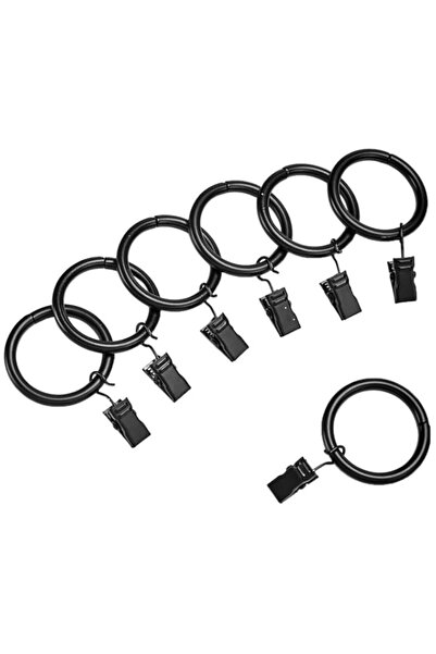 Generic Basics Curtain Rod Clip Rings for 2.54 CM Rod, Set of 7, Black