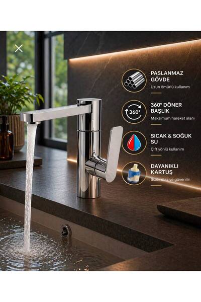 ESHOME Lux Premium Silva 360 °   Swivel Spout Bathroom Sink Faucet Fountain Tap