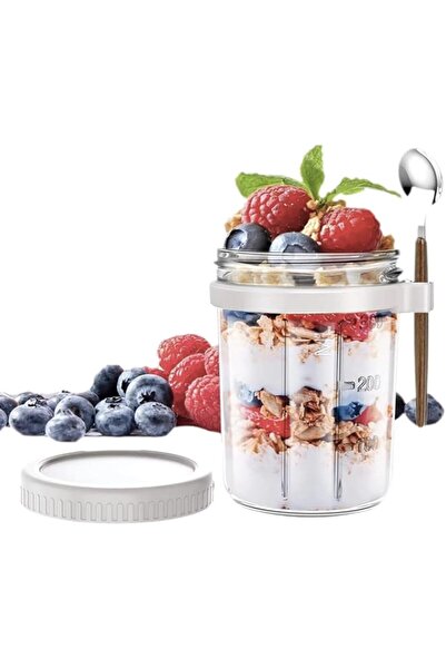 Generic BananaHome Overnight Oats Containers with lids and spoon of Mason Jar...