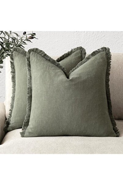 Generic Foindtower Set of 2 Decorative Linen Fringe Throw Pillow Covers Cozy ...