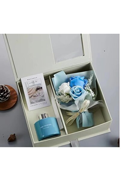 Generic Brand Luxury Gift Box Set with Blue Rose Bouquet, Cold Water Fragranc...