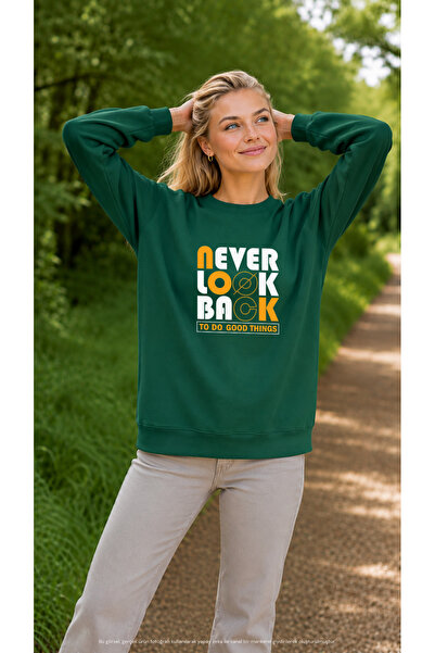 EMMODA Women's Never Look Back Written Round Neck Casual Sweatshirt
