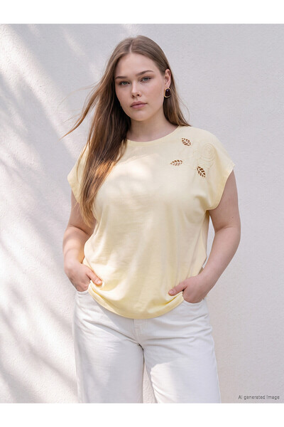 LC Waikiki Trendlucky Plus Size with Difference in Color 100% Cotton Embroide...