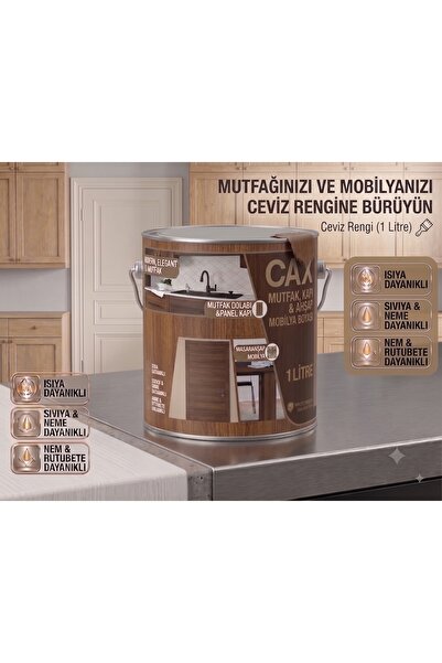 caxcolors CAX Mutfak Dolabı ve Panel Kapı Boyası 1 Lt - Isıya Neme Dayanıklı ...