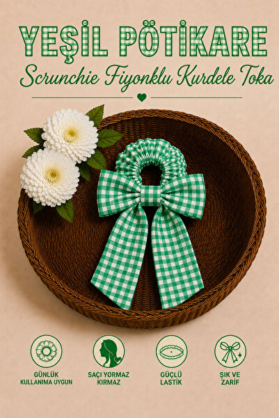 Hophera Pötikare Scrunchie Bow Ribbon Hair Clip with Strong Elastic Tail