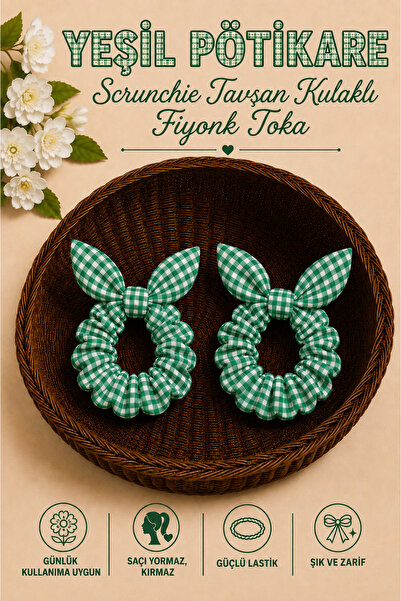 Hophera Pötikare Scrunchie Rabbit Ear Bow Hair Clip Strong Elastic Hair Clip ...