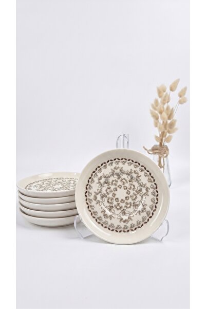 Tezyinat Wood Naya Porcelain 6-Piece Tea Plate Set