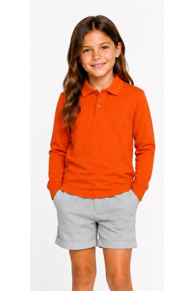 BAGİSTA BUTİK Unisex Cotton Plain Woven Polo Collar School T-Shirt