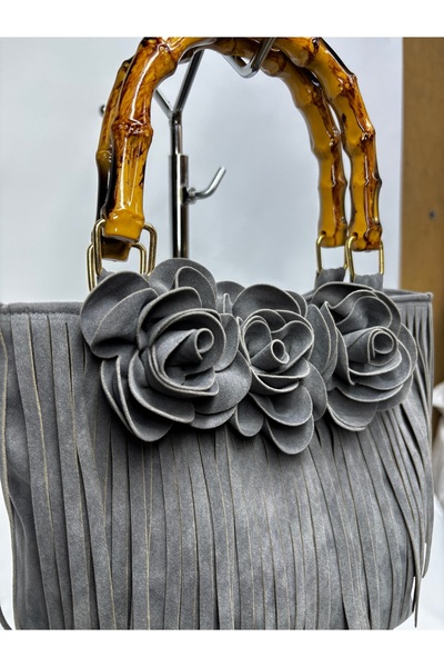 GUSTELLO Cordoba |   Women's Suede Tassel Bag Floral Bamboo Handle Handbag
